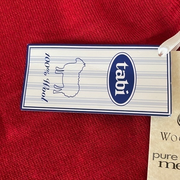 TABI  Red Virgin Wool Mock Neck Top Sleeveless Pullover Sweater Shell Sz L - Picture 13 of 14